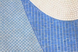 three colors of tile form a wave pattern